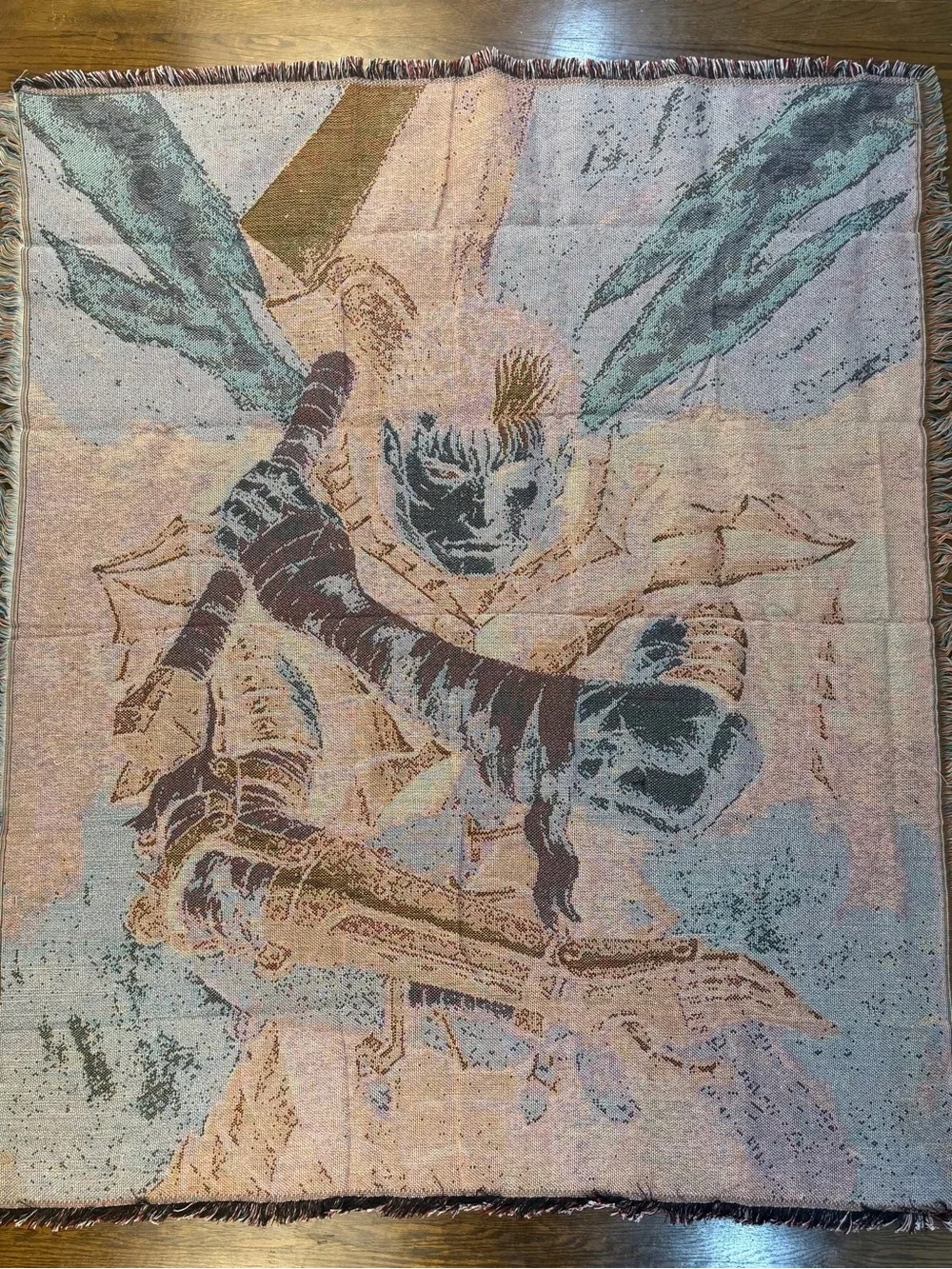 Guts Berserk Tapestry Throw - Manga Art Blanket in Black, Red, Cream